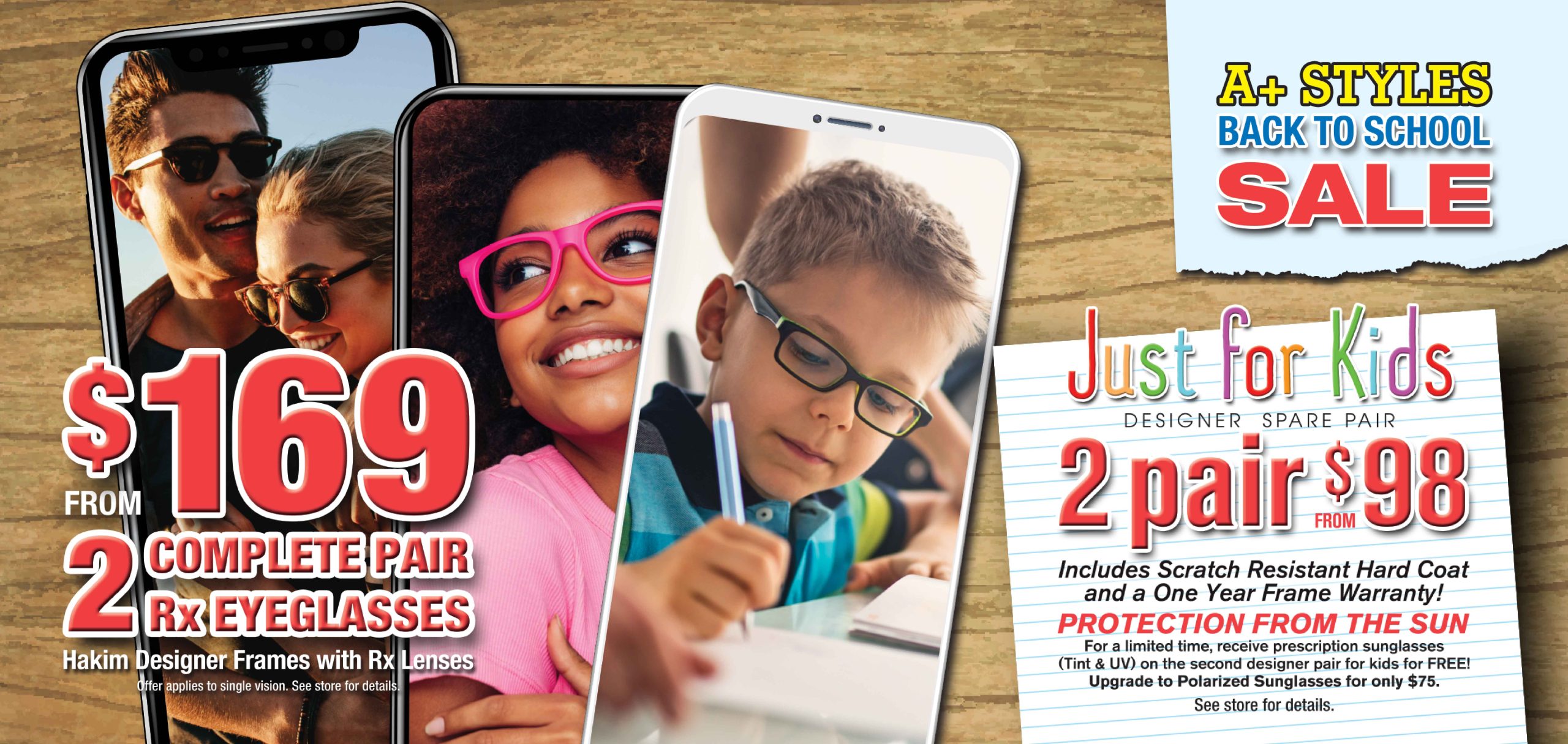 Back to School Sale - Get 2-pair of RX eyeglasses from $169